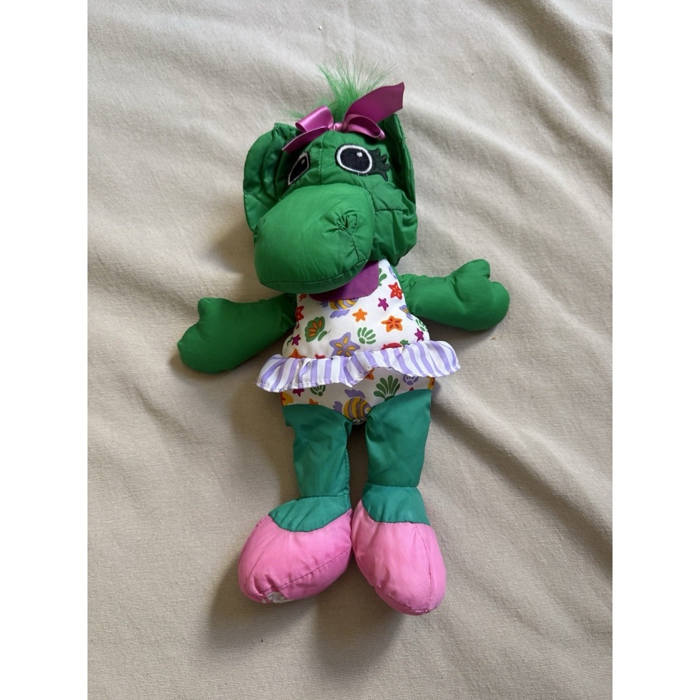 Playskool Barney Baby Bop Nylon Plush Water Pals Bath Tub Toy 1993 Vtg